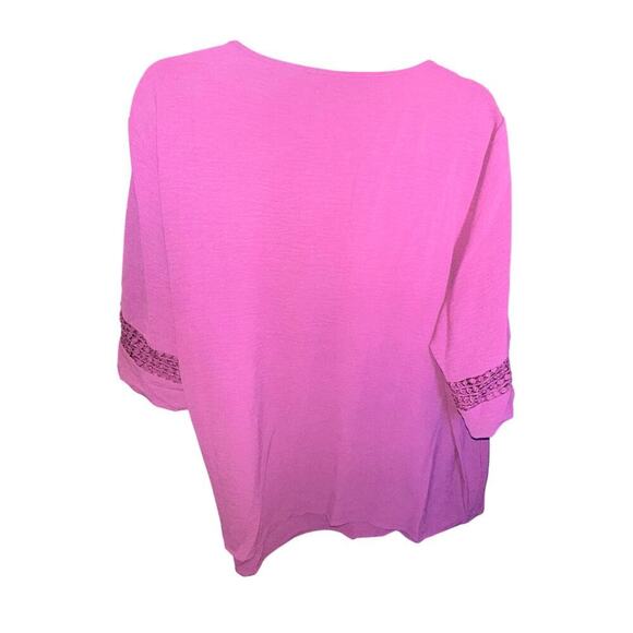 Plus Size 18 - 20 • 2x • BloomChic • mauve  Gathered Lace Patchwork Blouse - Picture 8 of 14